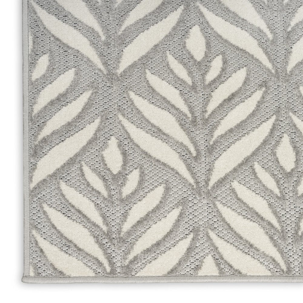 5' X 8' Grey Floral Stain Resistant Non Skid Area Rug