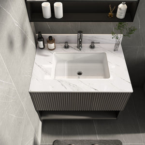 Bianco Carrara Venato Elegant Marble Vanity Top, Bathroom Vanity With Undermount Sink, Sintered Stone by Couch.com