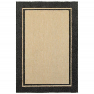 2' X 3' Beige and Black Stain Resistant Indoor Outdoor Area Rug