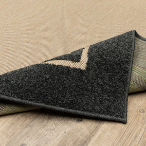 2' X 3' Beige and Black Stain Resistant Indoor Outdoor Area Rug