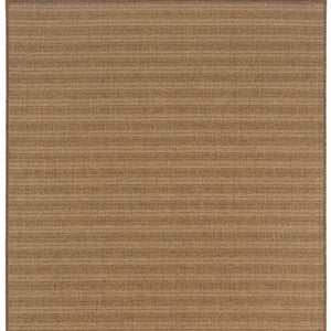 4' X 6' Tan Striped Stain Resistant Indoor Outdoor Area Rug