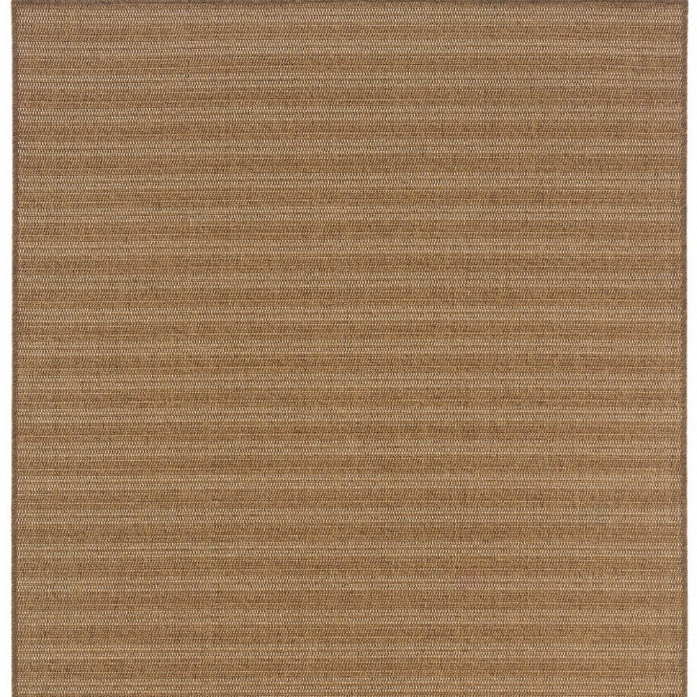 4' X 6' Tan Striped Stain Resistant Indoor Outdoor Area Rug