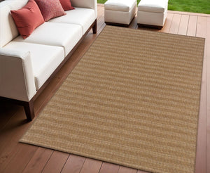 4' X 6' Tan Striped Stain Resistant Indoor Outdoor Area Rug