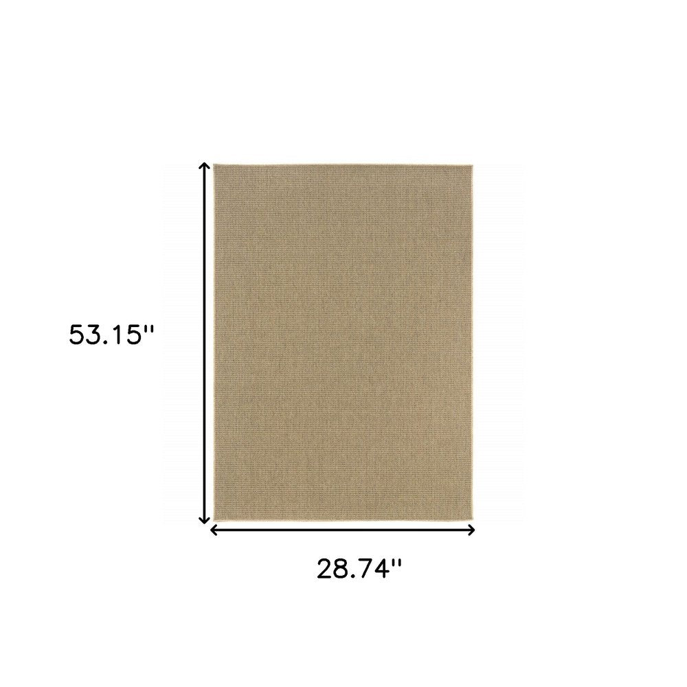 2' X 4' Beige Stain Resistant Indoor Outdoor Area Rug