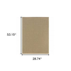 2' X 4' Beige Stain Resistant Indoor Outdoor Area Rug