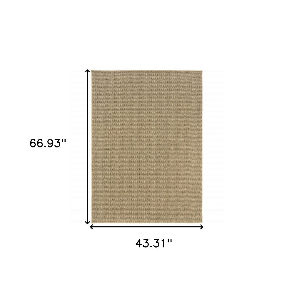 4' X 6' Beige Stain Resistant Indoor Outdoor Area Rug