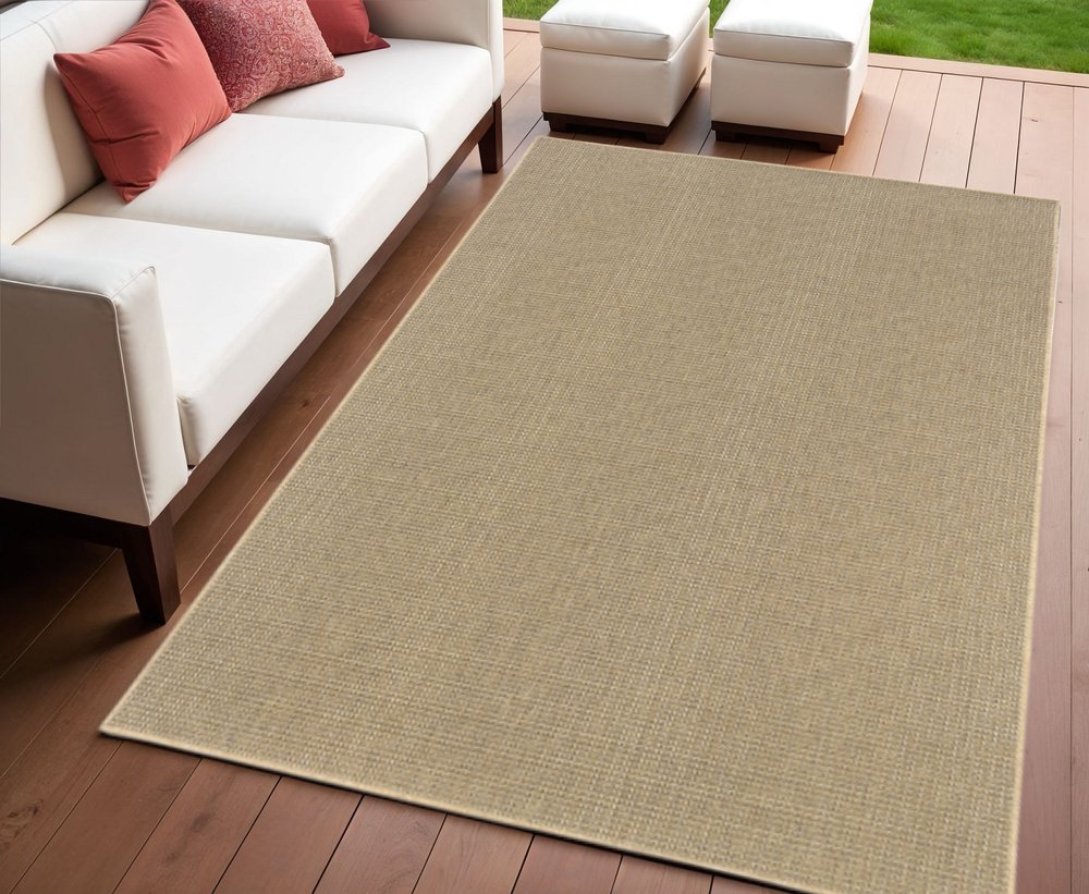 4' X 6' Beige Stain Resistant Indoor Outdoor Area Rug