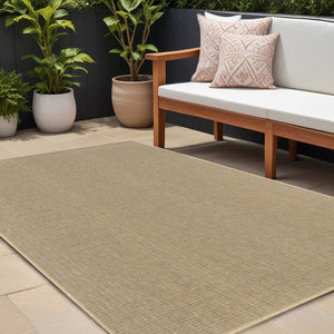 7' X 10' Beige Stain Resistant Indoor Outdoor Area Rug