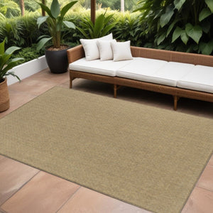 8' X 11' Tan Stain Resistant Indoor Outdoor Area Rug
