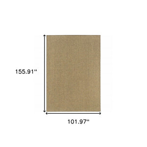9' X 13' Tan Stain Resistant Indoor Outdoor Area Rug