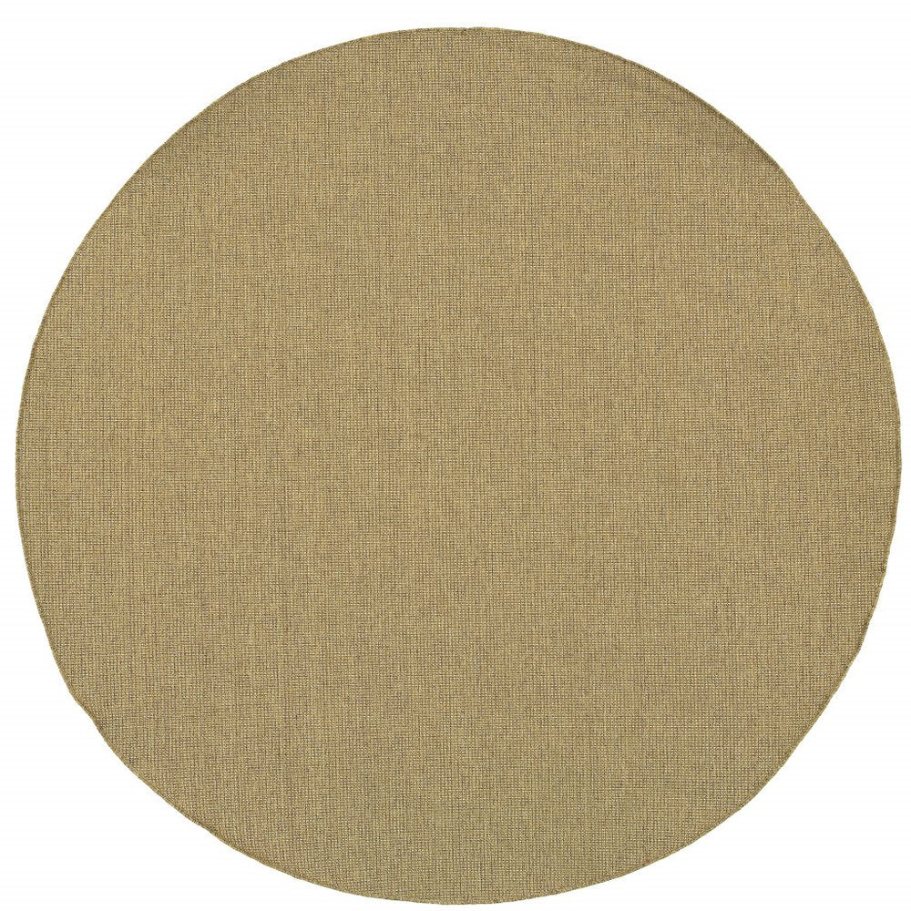 8' X 8' Tan Round Stain Resistant Indoor Outdoor Area Rug