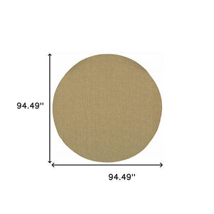 8' X 8' Tan Round Stain Resistant Indoor Outdoor Area Rug