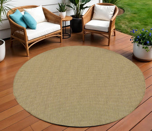 8' X 8' Tan Round Stain Resistant Indoor Outdoor Area Rug