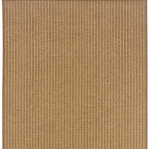 8' X 11' Tan Striped Stain Resistant Indoor Outdoor Area Rug