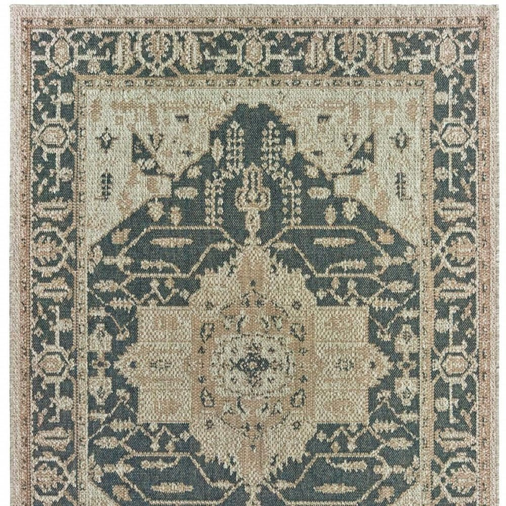3' X 5' Gray Oriental Stain Resistant Indoor Outdoor Area Rug
