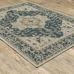 8' X 10' Gray Oriental Stain Resistant Indoor Outdoor Area Rug