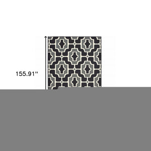 9' X 13' Black and Gray Geometric Stain Resistant Indoor Outdoor Area Rug