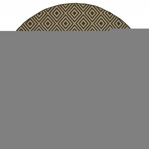 8' X 8' Black and Tan Round Geometric Stain Resistant Indoor Outdoor Area Rug