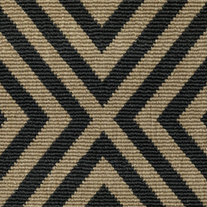8' X 8' Black and Tan Round Geometric Stain Resistant Indoor Outdoor Area Rug