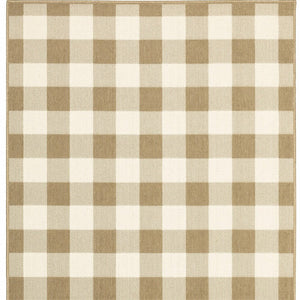 4' X 6' Gray and Ivory Geometric Stain Resistant Indoor Outdoor Area Rug