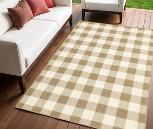 4' X 6' Gray and Ivory Geometric Stain Resistant Indoor Outdoor Area Rug
