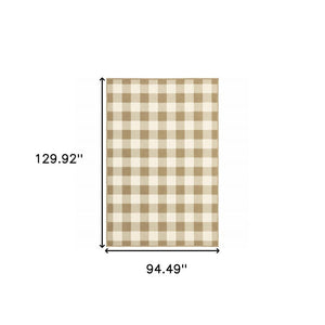 8' X 11' Gray and Ivory Geometric Stain Resistant Indoor Outdoor Area Rug