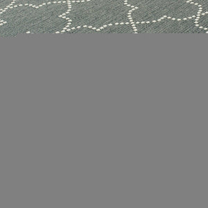 2' X 8' Gray and Ivory Geometric Stain Resistant Indoor Outdoor Area Rug