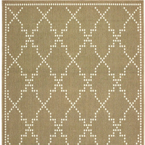 2' X 4' Tan Geometric Stain Resistant Indoor Outdoor Area Rug