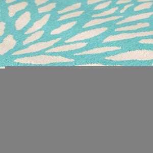 2' X 8' Blue and Ivory Floral Stain Resistant Indoor Outdoor Area Rug