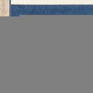 4' X 6' Blue and Ivory Geometric Stain Resistant Indoor Outdoor Area Rug