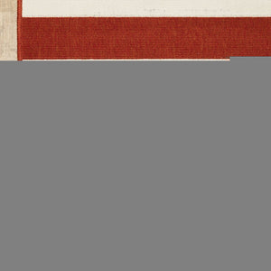 7' X 10' Red and Ivory Geometric Stain Resistant Indoor Outdoor Area Rug