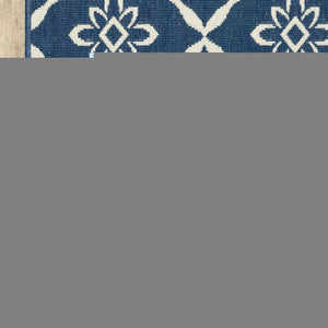 8' X 11' Blue and Ivory Floral Stain Resistant Indoor Outdoor Area Rug