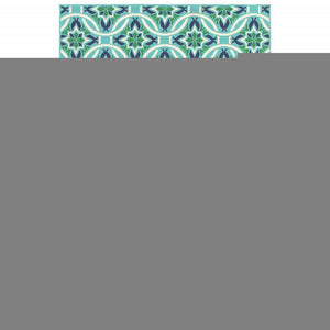 7' X 10' Blue and Green Geometric Stain Resistant Indoor Outdoor Area Rug