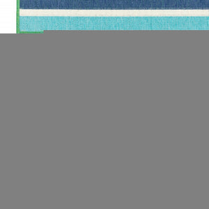 2' X 8' Blue and Green Geometric Stain Resistant Indoor Outdoor Area Rug