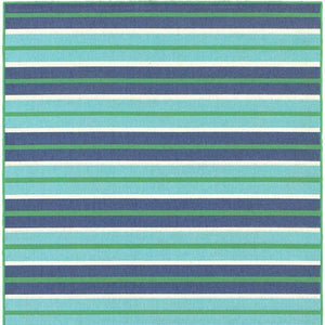 5' X 8' Blue and Green Geometric Stain Resistant Indoor Outdoor Area Rug