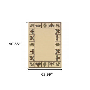 5' X 8' Brown and Ivory Abstract Stain Resistant Indoor Outdoor Area Rug