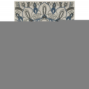 8' X 10' Blue and Beige Geometric Stain Resistant Indoor Outdoor Area Rug
