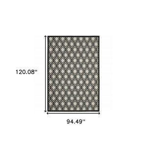 8' X 10' Beige and Black Geometric Stain Resistant Indoor Outdoor Area Rug