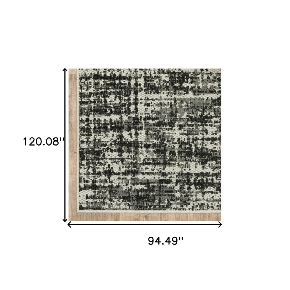 8' X 10' Beige and Black Abstract Stain Resistant Indoor Outdoor Area Rug