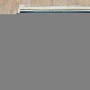 5' X 7' Blue and Beige Geometric Stain Resistant Indoor Outdoor Area Rug