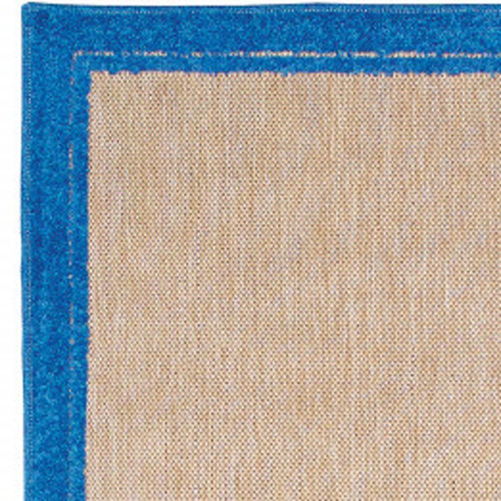 2' X 8' Blue and Beige Stain Resistant Indoor Outdoor Area Rug