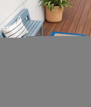 2' X 8' Blue and Beige Stain Resistant Indoor Outdoor Area Rug