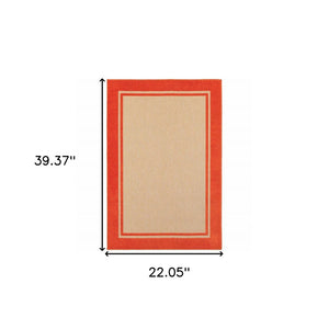 2' X 3' Orange Stain Resistant Indoor Outdoor Area Rug