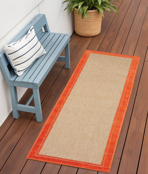 2' X 8' Orange Stain Resistant Indoor Outdoor Area Rug