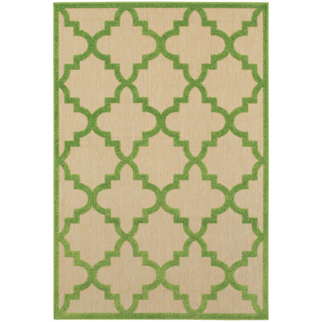 2' X 3' Green Geometric Stain Resistant Indoor Outdoor Area Rug