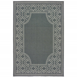 2' X 4' Gray and Ivory Stain Resistant Indoor Outdoor Area Rug