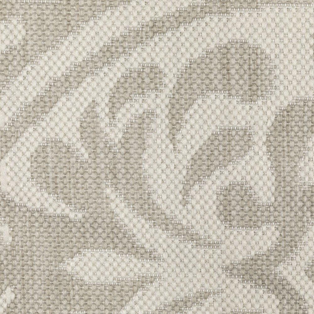 8' X 10' Gray and Ivory Floral Stain Resistant Indoor Outdoor Area Rug