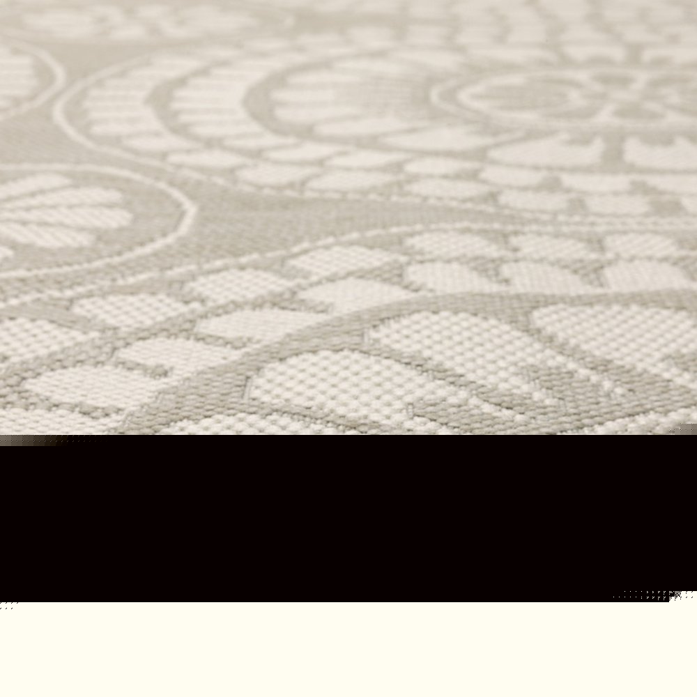 5' X 7' Gray and Ivory Geometric Stain Resistant Indoor Outdoor Area Rug