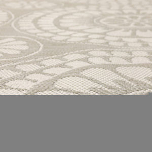 5' X 7' Gray and Ivory Geometric Stain Resistant Indoor Outdoor Area Rug