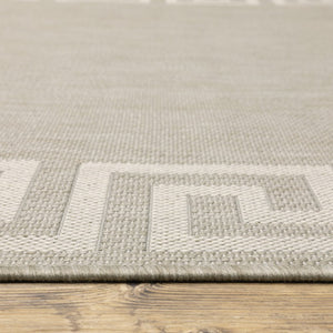 2' X 7' Gray and Ivory Stain Resistant Indoor Outdoor Area Rug